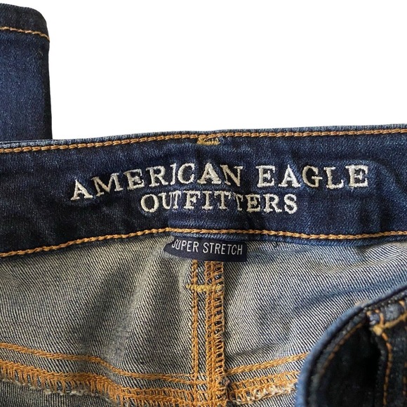 American Eagle Super Stretch Womens Skinny Jeans Size 2 Distressed Embroidered - Picture 2 of 13